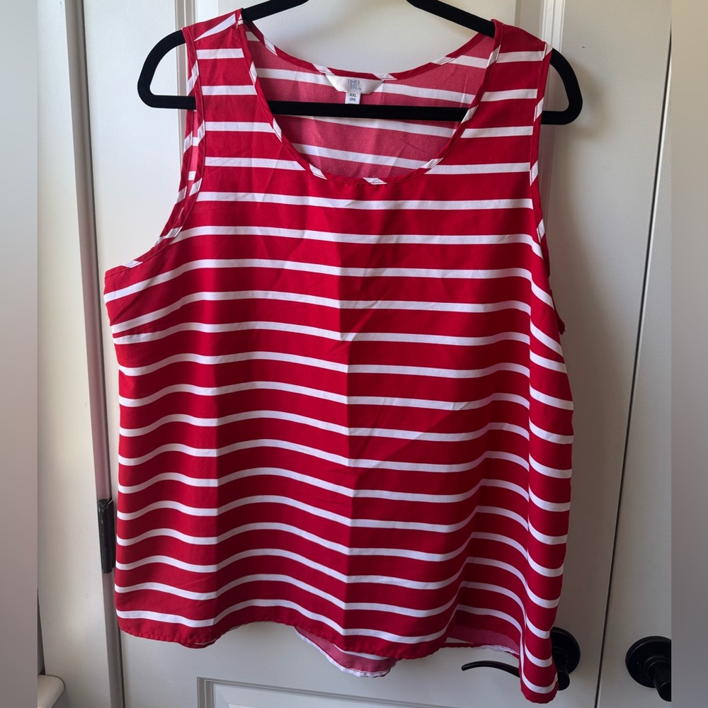Time and Tru Red and White Sleeveless Tank